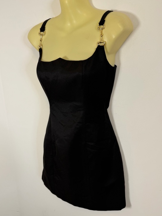 NWT PepperMayo Aretha Black Mini Dress with Gold Ring Straps - Picture 6 of 9